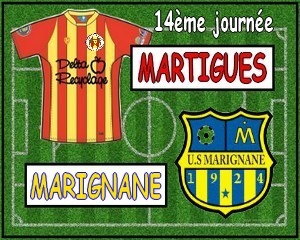 Football, CFA, Groupe C, Saison 2013-2014, 14ème journée, Vendredi 20 décembre 2013 - Le FC Martigues reçoit l'US Marignane