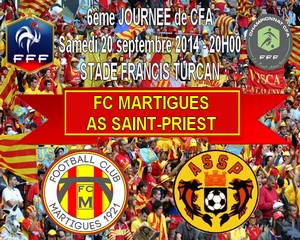 Football, CFA, Saison 2014-2015, 6ème journée - Le FC Martigues reçoit l'AS Saint-Priest