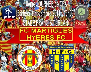 Football, CFA, Saison 2014-2015, 10ème journée - Le FC Martigues reçoit le Hyères FC