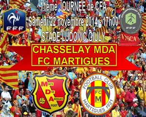 Football, CFA, Saison 2014-2015 - Le FC Martigues se déplace à Chasselay MDA pour le compte de la 11ème journée