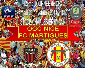 Football, CFA, Saison 2014-2015 - Le FC Martigues va défier l'OGC Nice pour le compte de la 12e journée