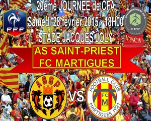 Football, CFA, Saison 2014-2015, 20ème journée - Le FC Martigues va défier l'AS Saint-Priest !